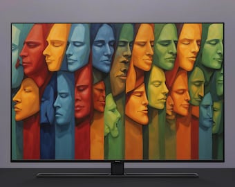 Samsung Frame TV Frame Art - artistieke kleurrijke gezichten, emotionele expressie digitale kunst, modern interieur, tot nadenken stemmende kunstliefhebber cadeau