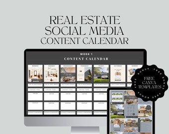 Makler Social Media Content Kalender, Google Sheets, Kostenlose Canva Vorlagen