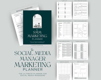 Social Media Manager Planner | Client Management, Content Strategy, Lead Generation and Business Planning for Freelance SMMs | Printable PDF