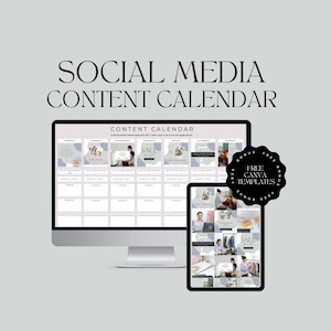 Social Media Content Calendar, Content Calendar Template, Google Sheets Template, Business Owner Calendar Planner, Free Canva Templates