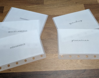 Double Laminated Durable Minimalistic Vellum A7 Cash Envelopes | Custom Labels | Matte Frosted Cash Envelopes