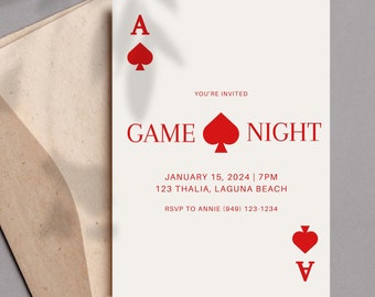 Ace of Spades Game Night Invitation | Modern Dinner Party (Customizable Evite)