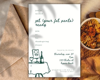 Funny Friendsgiving Invitation Template, Editable Thanksgiving Dinner Invite (Digital Download)