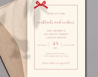 Christmas Cocktails & Cookies Party Invite | Editable Template (Digital Download)