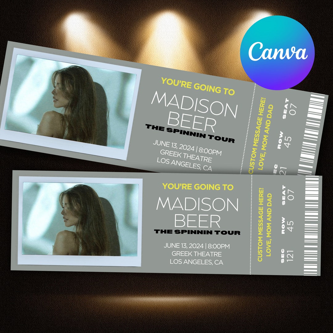CUSTOMIZABLE Printable Madison Beer the Spinnin Tour Ticket Stub