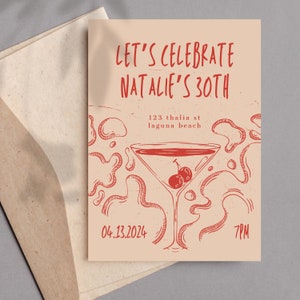 Minimal Birthday Party Invitation, Digital Mobile Invite, Modern Birthday Dinner Invitation, Hand Drawn Dinner Invite | Cute Text Evite