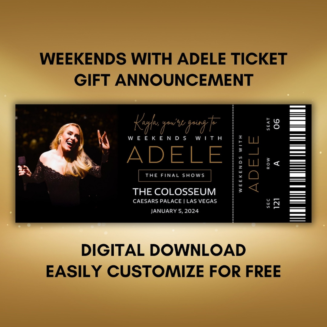 Customizable Adele Concert Ticket Stub Souvenir Weekends With Adele in