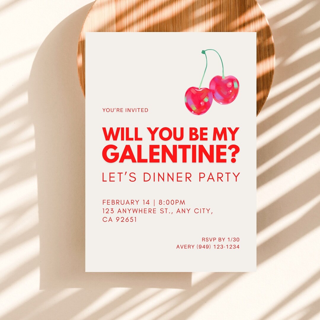 Minimal Valentine Party Invitation Galentine Dinner Party Invite ...