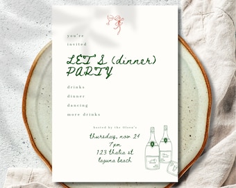 Minimalist Dinner Party Invitation, Mobile Text Evite (Digital Download)