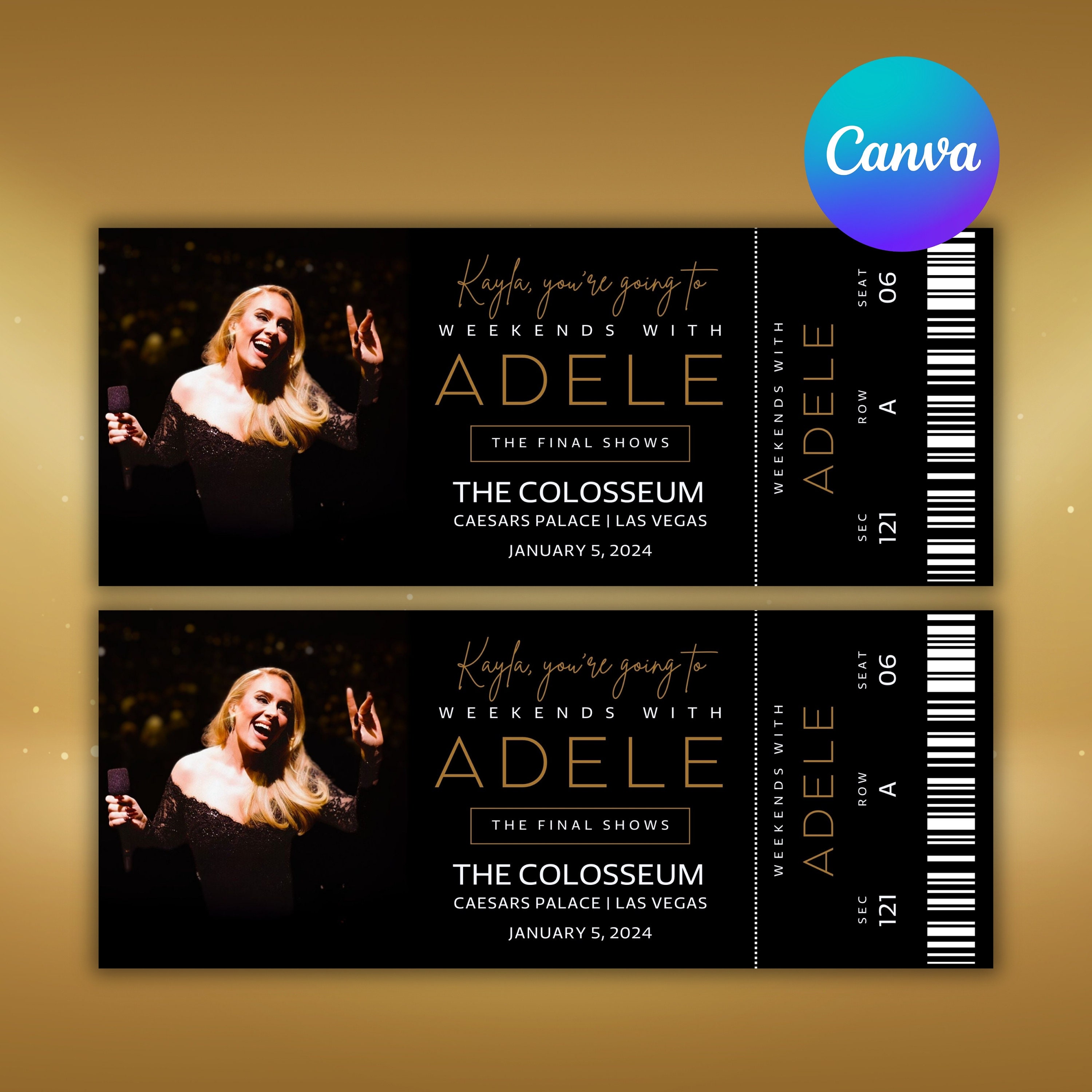 Customizable Adele Concert Ticket Stub Souvenir Weekends With Adele in