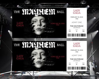 Customizable Lady Gaga Concert Ticket  | Personalized Concert Announcement | Editable Surprise Ticket | The Mayhem Ball
