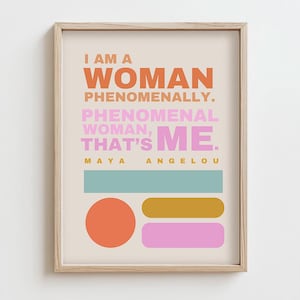 Arte de citação feminista de Maya Angelou, download instantâneo, mulher fenomenal, arte de parede digital, presente para amantes de livros, arte de citação para impressão