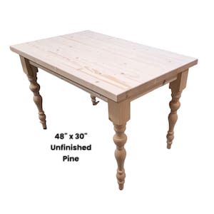 Unstained Farmhouse Style Solid Pine Wood Table Tuscany Country Kitchen Dining Room Custom Made
