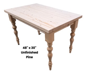 Mesa de madera de pino macizo estilo casa de campo sin teñir para cocina de estilo rústico toscano, comedor, hecha a medida
