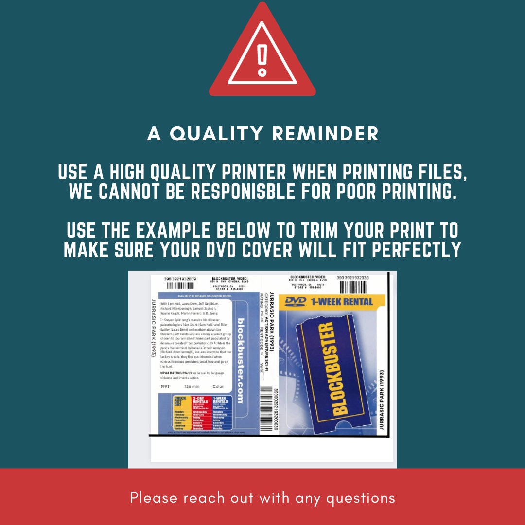 Blockbuster Movie Printable DVD Case Cover Etsy