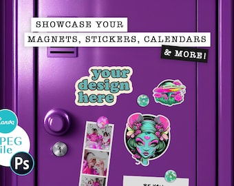 Purple Locker Mock Up For Magnets Stickers Calendars Signs Photos & More! High Quality JPEG Digital Download | Decal Mockup Magnet Mockup