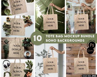 10 x Mixed Tote Bag Mockup Bundle: 5 Flat Lay & 5 Portrait Images | Canvas Tote Bag Mock Up | Tan Tote Bag Mock Cotton Sand Tote Bag Mock