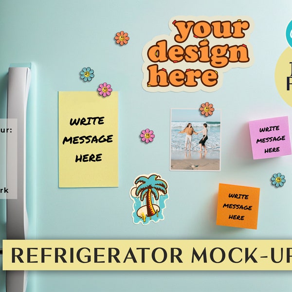 Blue Refrigerator Mock Up For Magnets, Calendars, Stickers, Signs, Photos & More! High Quality JPEG File Digital Download | Fridge Mockup