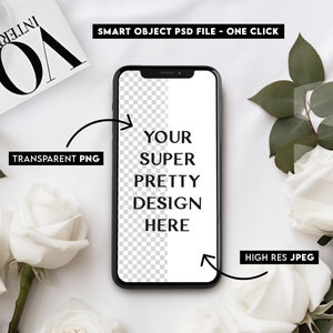 Vogue Inspired iPhone Screen Mock-up | PSD Smart Object Evite / E-Invite Mockups | Fashion Smartphone App Screen Device Social Media Mockup