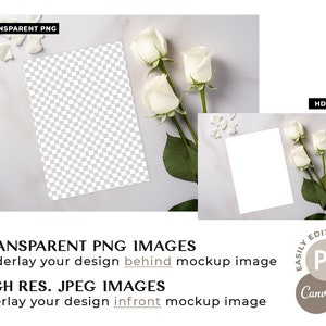 30 x Bright A7 Greeting Card Mockup Bundle A7 Smart Object PSD Mockups 5x7 Invite Mock-Up Portrait & Landscape Invitation Card Mockup image 4