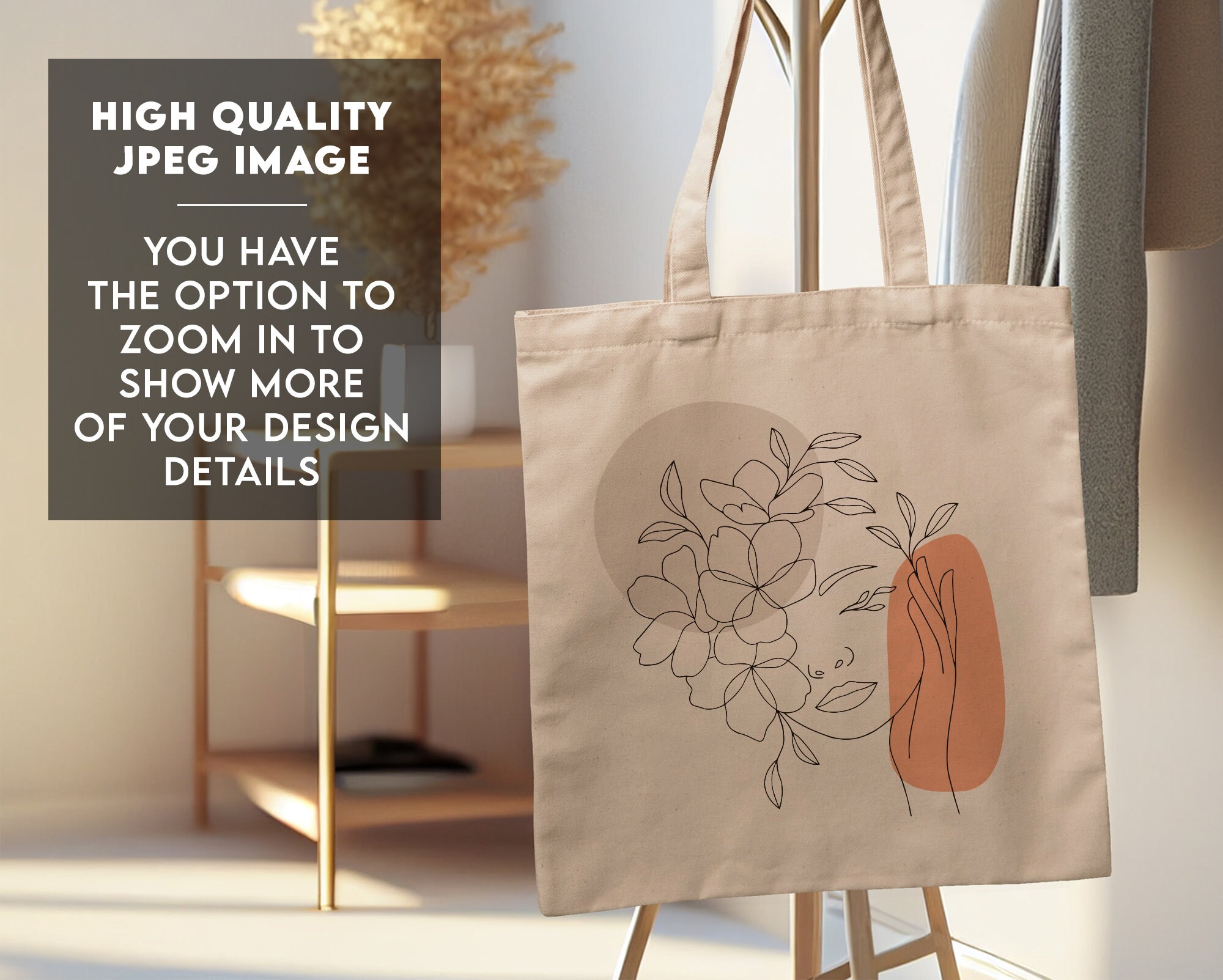 Hanging Tote Bag Mockup White Black and Tan Tote Bag Etsy