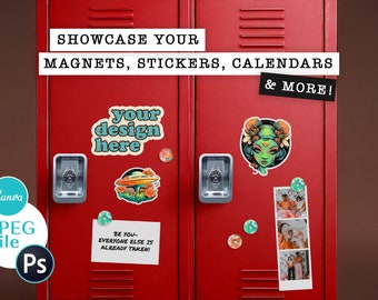 Red Locker Mock Up For Magnets Stickers Calendars Signs Photos & More! High Quality JPEG Digital Download | Decal Mockup Magnet Mockup