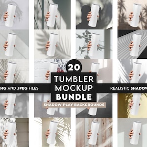 20 x Tumbler Mockup Bundle - 20 Unzen Skinny Tumbler Mockup - Tumbler Mock Edit auf Canva oder PS Transparent Background