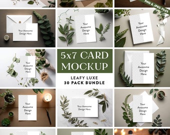 Leafy 5x7 Card Mockup Bundle | Invitation & Stationery (Digital Download)