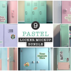 9 x Locker Mockup Bundle - For Magnets, Stickers, Calendars Signs Photos & More! Digital Download JPG - Decal Mock-Up Sticker Mock Up Magnet