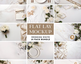 25 x Wedding Table Flat Lay Mockup Bundle Add Your Own Products | Digital Background Mock up Styled Stock Photography Scene Creator Mockups