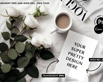 Vogue Style A7 Card Mockup | Transparent PNG, JPEG (Digital Download)