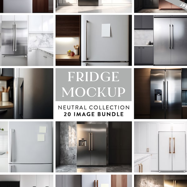 20 x Kühlschrank Mockup Bundle: Magnete, Kalender, Aufkleber, Schilder, Fotos & mehr! Hochwertige JPEG-Datei Digitaler Download Kühlschrank Mock Up