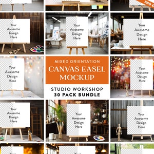30 x Studio Workshop Easel Mockup Bundle PNG & JPEG Archivos SOLAMENTE / Love Canvas Mockup Bundle Set Seat Chart Bienvenido Sign Easel Mockup