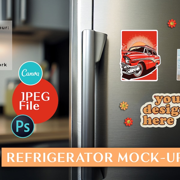 Open Refrigerator Door Mock Up For Magnets, Calendars, Stickers, Signs, Photos & More! High Quality JPEG File Digital Download Fridge Mockup