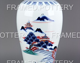 Framed Pottery Download: Great Wall of China in Yanshan Mountains Digital print wall art