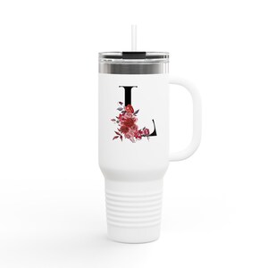 Floral Insulated Travel Mug - Customizable 40oz Mug for Coffee Lovers, Elegant Tea Mug, Perfect Gift for Travel Enthusiasts