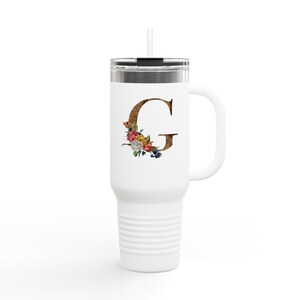 Personalized Insulated Travel Mug, 40oz with Floral Design, Ideal for Daily Coffee, Gifts for Her, Wedding Favors, Eco-Friendly Drinkware