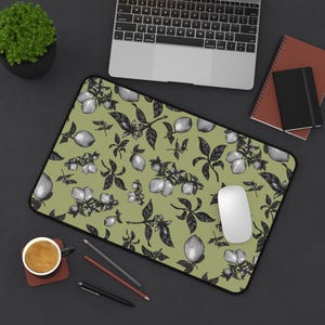 Botanical Desk Mat | Elegant Office Decor, Floral Mouse Pad, Greenery Desk Accessory, Gift for Home Office