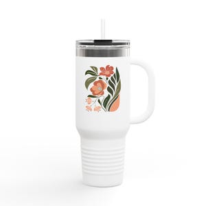 Floral Insulated Travel Mug, 40oz - Stylish Drinkware for On-the-Go, Perfect for Travel, Camping, or Daily Commute