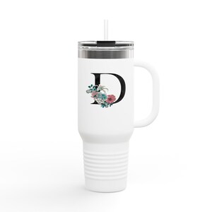 Personalized Floral Insulated Travel Mug, 40oz - Perfect for Home, Office, Gifts, Road Trips, & Holidays - Customizable Design