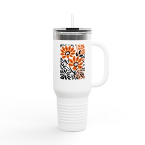 Floral Insulated Travel Mug - Stylish, Durable, Perfect for Travel, Camping, and Gifts, 40oz Coffee Tumbler, Outdoor Mug