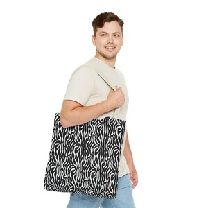 Stylish Black and White Tote Bag, Animal Print Tote, Fashionable Shopping Bag, Everyday Use, Gift for Her, Eco-Friendly Bag