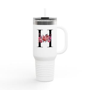 Personalized Floral Insulated Travel Mug | Custom Coffee Cup, Gifts for Her, Bride, Teacher, Wedding Favors, Travel Accessories