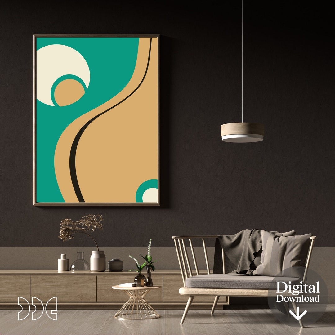 Mid Century Modern Art Print, Minimalist Abstract Geometric, Printable ...