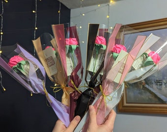 Handgemaakte enkele roos origami bloemcadeaudecoratie voor afstuderen, Valentijnsdag, verjaardag, jubileum, zomaar of speciale gelegenheid