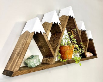 Floating Mountain Shelf Rustic Decor Cabin Outdoor Themed Wall Hangings For Any Room Heavy Duty Wooden Shelf