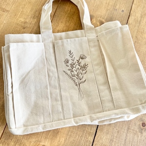 Garden Bag engraved with flowers