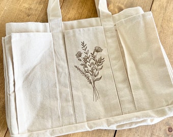 Cadeau personnalisé pour jardinier, sac avec rangement pour outils, fourre-tout en toile épaisse, organiseur de sac de récolte et arrosoir