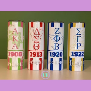 20oz Sorority Tumblers | HBCU | Greek Custom Tumblers | Stainless Steel w/Straw & Cleaner
