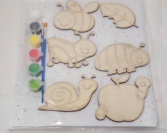 Garden Bug Themed DIY Paint Set/ Birthday Party Favor/ Paint Your Own Ornament/ Kids Painting Kit/ Arts and Crafts / Children's Activity